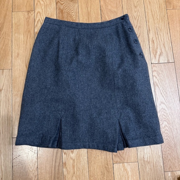 clyde Dresses & Skirts - Charcoal Wool Skirt with Side Button Detail